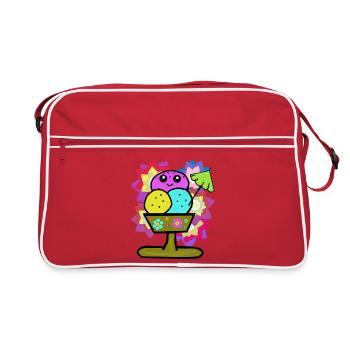 Glace rétro Glace Glace Coupe glacée Fleurs Vintage - Sac Retro - rouge/blanc - Devant