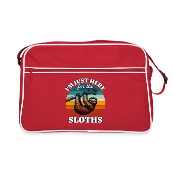 Funny Sloth Sayings - Retro Bag - red/white - Front