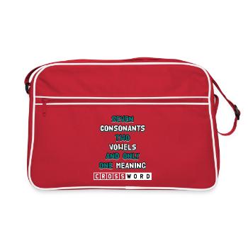 Sept consonnes Deux voyelles Motif croisé - Sac Retro - rouge/blanc - Devant