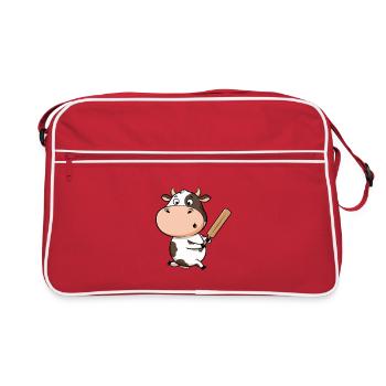 Vache drôle au cricket pour les fans d’enfants - Sac Retro - rouge/blanc - Devant