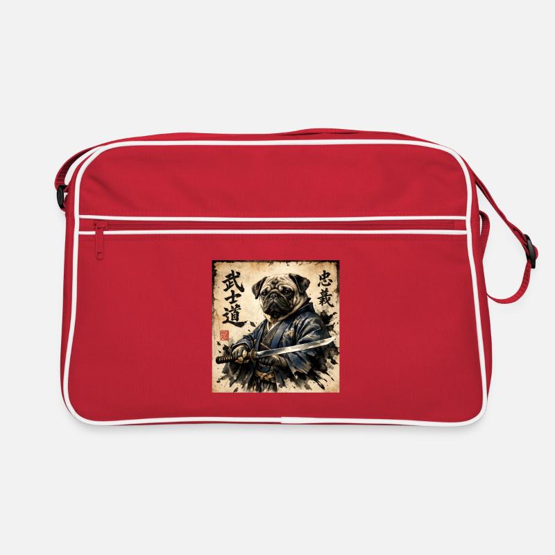 Samurai Pug Japanese Calligraphy Artwork Retro Bag