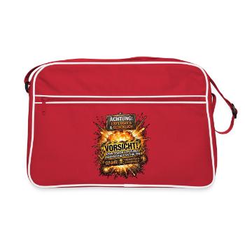 Explosiv Und Glücklich Pyro - Retro Tasche - Rot/Weiß - Vorne
