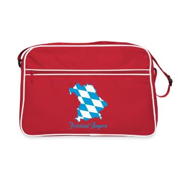 Freistaat Bayern Landkarte blau weiß Rautenmuster - Retro Tasche - Rot/Weiß - Vorne