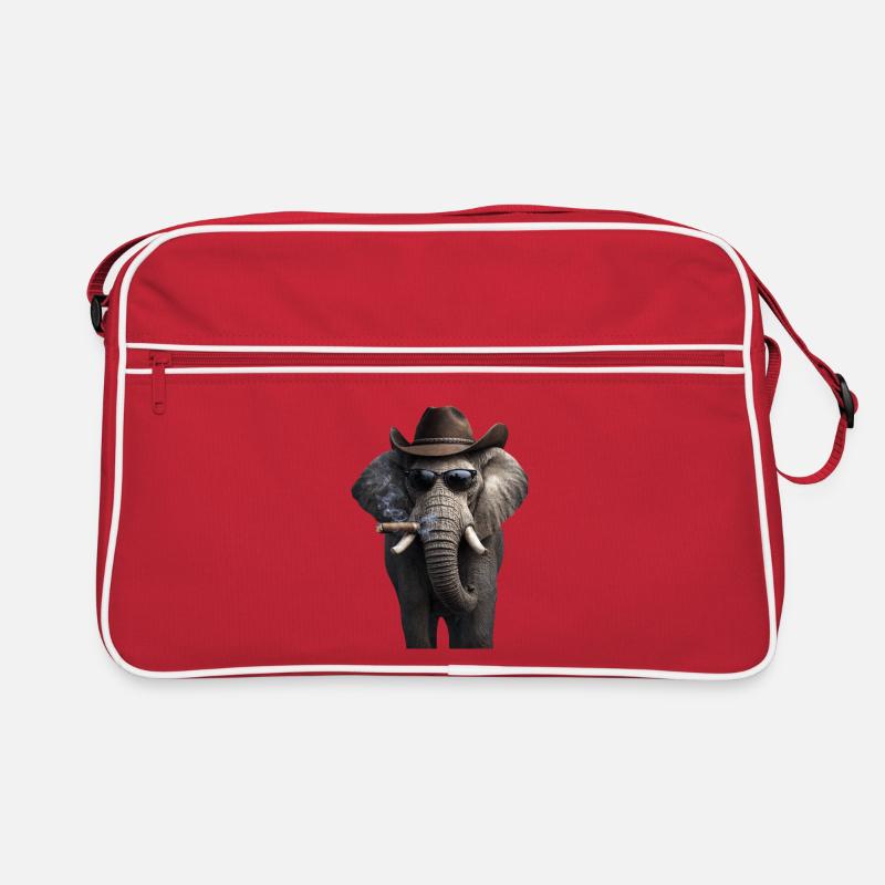 Elefant mit Cowboyhut und Zigarre Retro Tasche