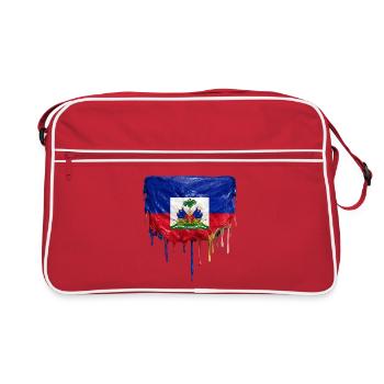 Haiti Flagge mit fließender Lackfarbe - Retro Tasche - Rot/Weiß - Vorne