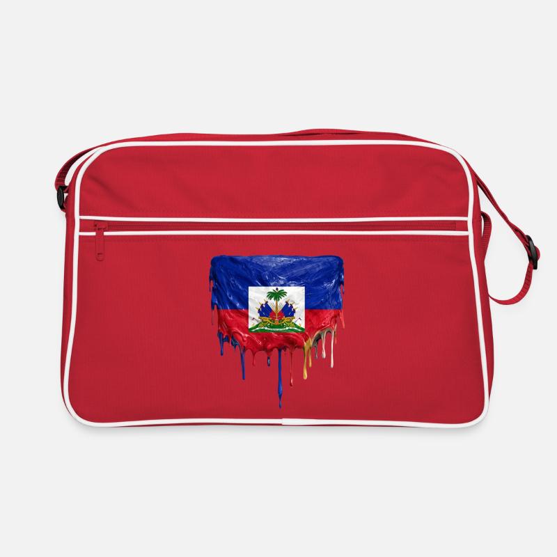 Haiti flag with flowing lacquer paint Retro Bag