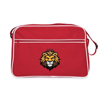 Löwe Kopf Krone - Retro Tasche - Rot/Weiß - Vorne