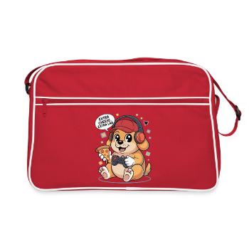 Chien joueur avec pizza - Sac Retro - rouge/blanc - Devant