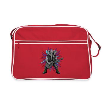 Heavy Metal Rocker Animal Guitar Elephant Rock Music - Sac Retro - rouge/blanc - Devant