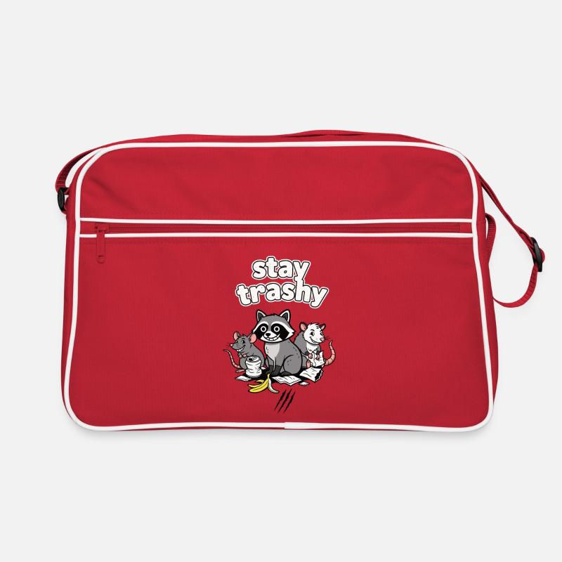 Bleiben Sie Trashig. Lustiger Waschbär Retro Tasche