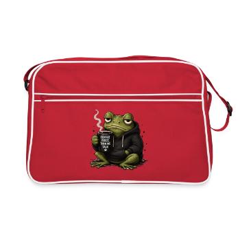 Coffee frog in hoodie - Retro Bag - red/white - Front