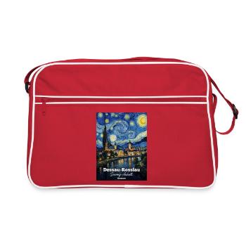 Dessau-Roßlau Germany Sternennacht Stadtbild - Retro Tasche - Rot/Weiß - Vorne