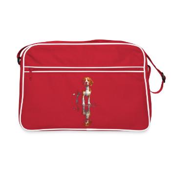 Un beagle au niveau de l’eau - Sac Retro - rouge/blanc - Devant