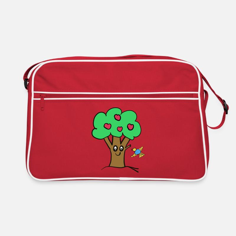 Apfelbaum Baum Natur  Vogel Retro Tasche