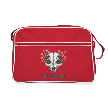 T-shirt Wilderness avec un crâne fleuri - Sac Retro - rouge/blanc - Devant
