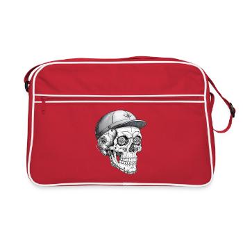 Crâne Steampunk Lunettes de vélo Mécanicien Crâne - Sac Retro - rouge/blanc - Devant
