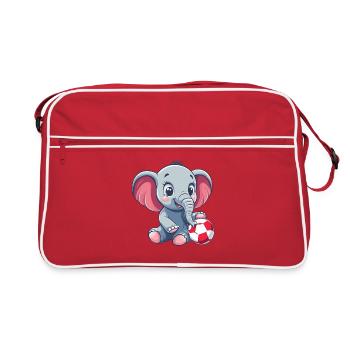 Éléphant mignon avec une balle - Sac Retro - rouge/blanc - Devant