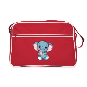 Kuschelig Elefant Eiscreme Illustration - Retro Bag - red/white - Front