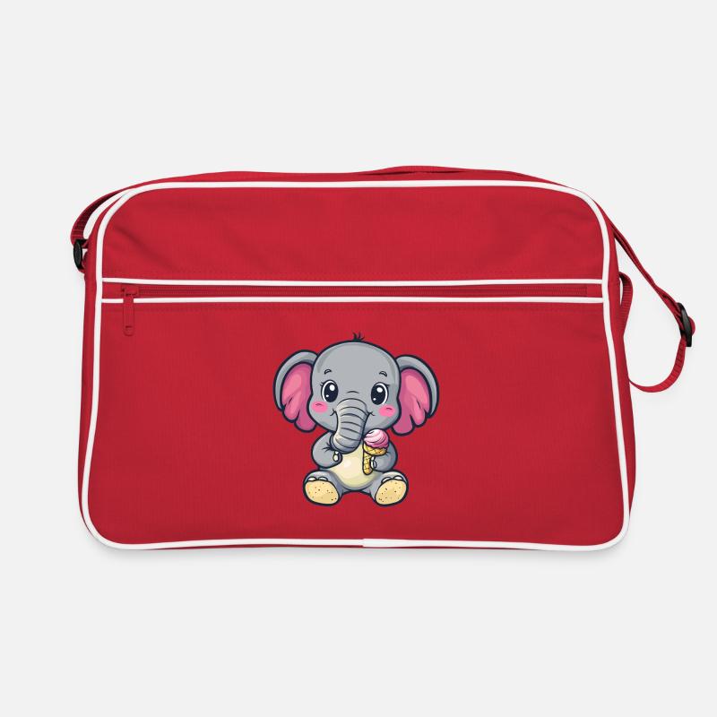 Petit éléphant en train de savourer une glace Sac Retro