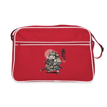 Boar Samurai Warrior in Armor - Retro Bag - red/white - Front