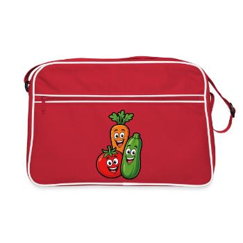 Légumes souriants kawaii du potager - Sac Retro - rouge/blanc - Devant