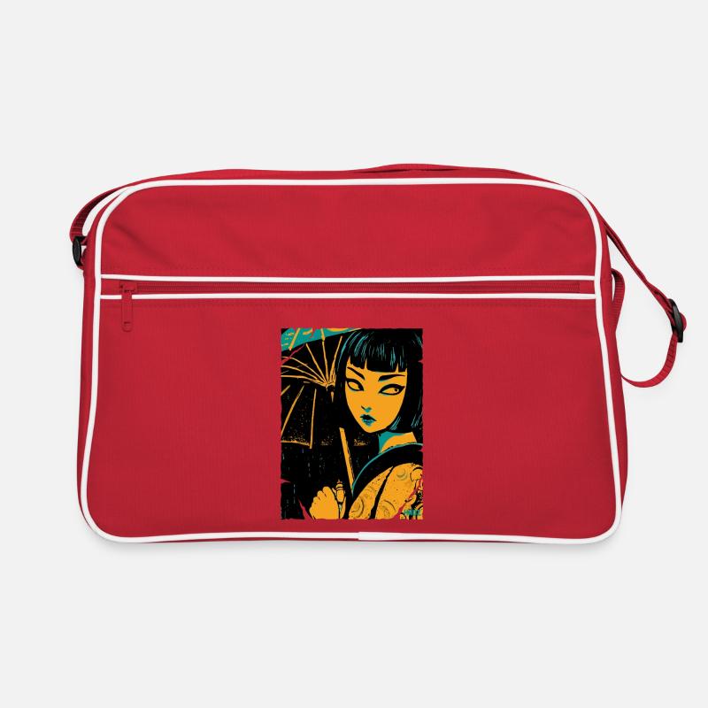 Geisha in neon light Retro Bag