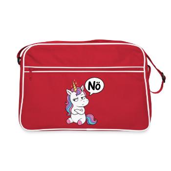 Genervtes Einhorn Nö - Retro Tasche - Rot/Weiß - Vorne