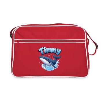 Timmy - der Ostsee-Wal: Süßer Buckelwal - Retro Tasche - Rot/Weiß - Vorne