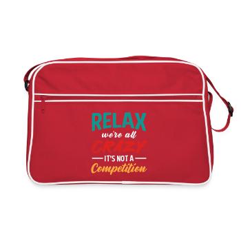 Relax Crazy Competition Colorful Typography Art - Retro Tasche - Rot/Weiß - Vorne
