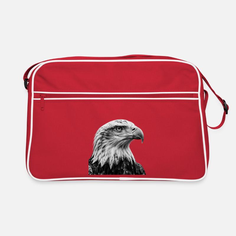 Illustration de tête d’aigle en noir et blanc Sac Retro