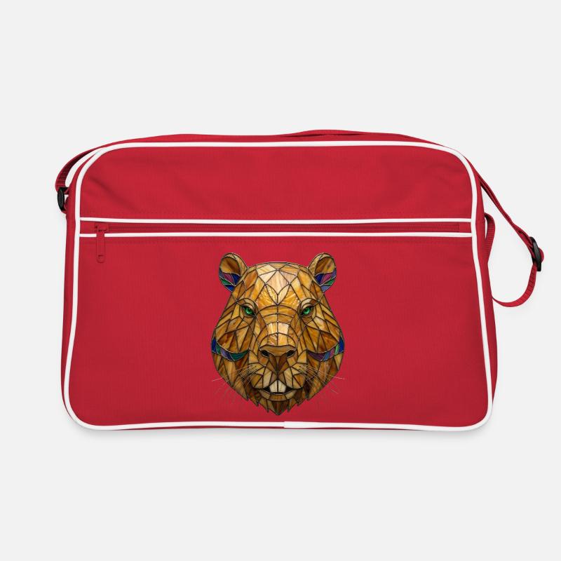 Buntglas-Kapybara-Porträt-Mosaikkunst Retro Tasche