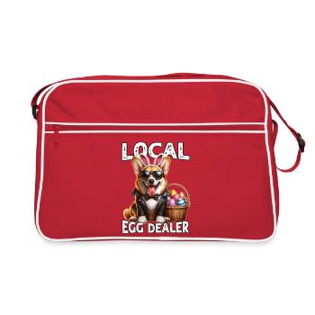 Ostern Corgi Egg Dealer - Retro Tasche - Rot/Weiß - Vorne