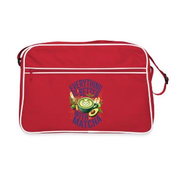 Tout est mieux avec le matcha thé vert matcha - Sac Retro - rouge/blanc - Devant