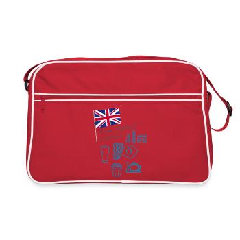 EXANGLIA (Blau + Grauer Text) - Retro Tasche - Rot/Weiß - Vorne