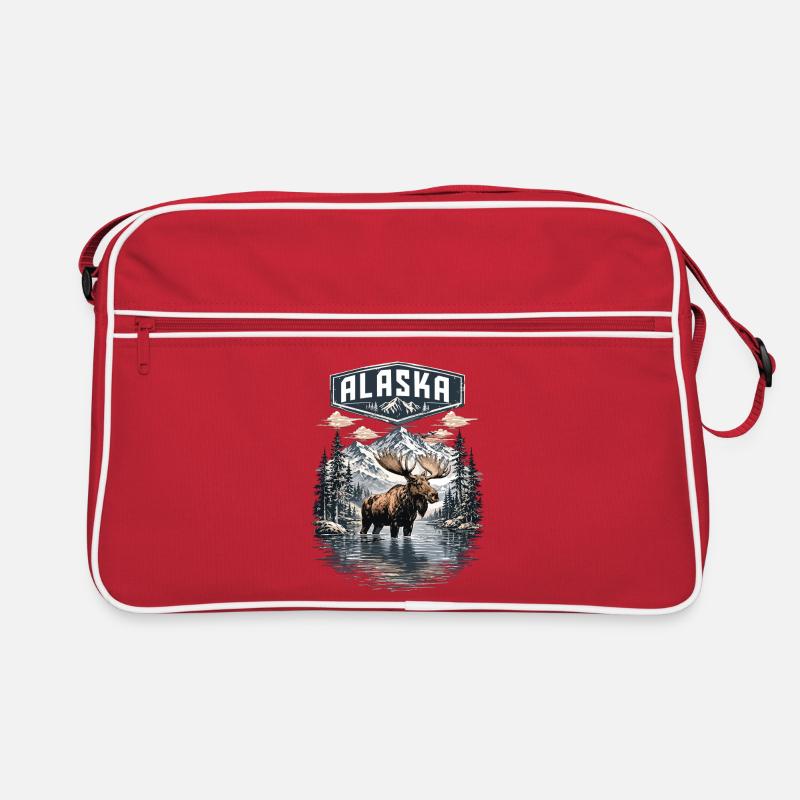 Alaska Elch Hirsche lieben Alaska Mountains Retro Tasche