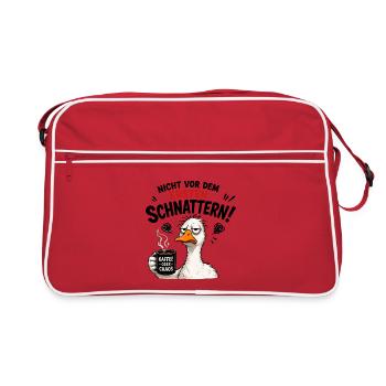  Nicht vor dem ersten Schnattern Kaffee oder Chaos - Retro Tasche - Rot/Weiß - Vorne