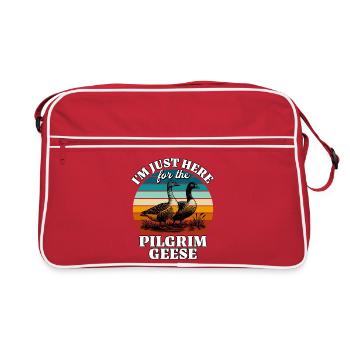 Funny Pilgrim Goose Sayings - Retro Bag - red/white - Front
