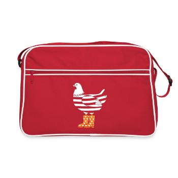 Poulet rayé en bottes orange - Sac Retro - rouge/blanc - Devant