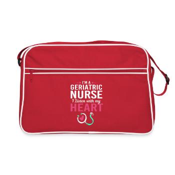 Altenheim Altenpflegerin Krankenpfleger - Retro Tasche - Rot/Weiß - Vorne