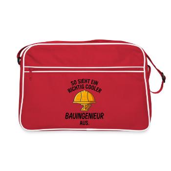 Cooler Bauingenieur Bauhelm Stahlträger Spruch - Retro Tasche - Rot/Weiß - Vorne