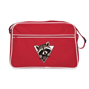 Raccoon in a triangle - Retro Bag - red/white - Front