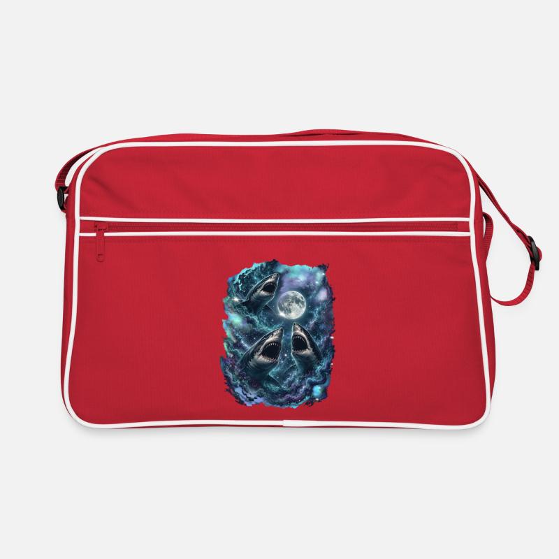 Three Sharks Moon Vintage Ocean Retro Retro Tasche