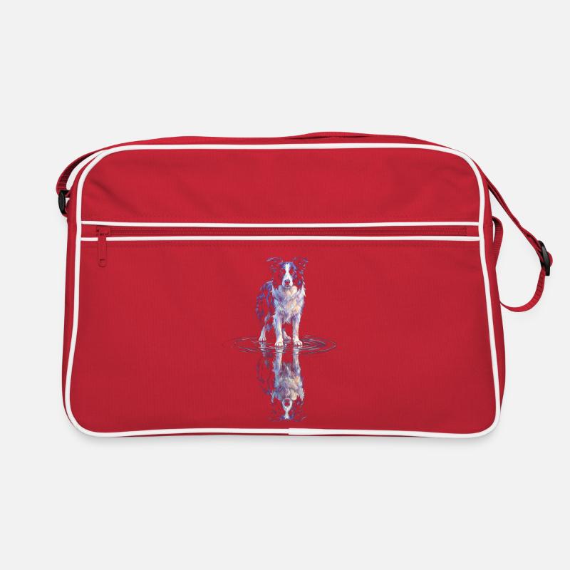 Border Collie Water Reflection Retro Bag