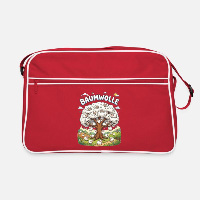 Lustige Cartoon Schafe mit Baumwolle Wortwitz Retro Tasche