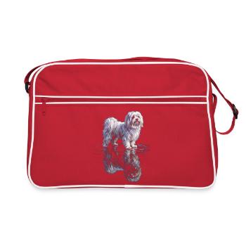Maltese with water reflection - Retro Bag - red/white - Front