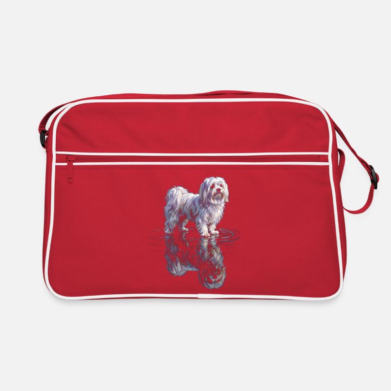 Maltese with water reflection Retro Bag
