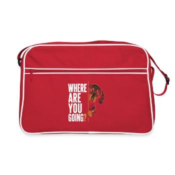 Where Are You Going? Hundeblick - Retro Tasche - Rot/Weiß - Vorne