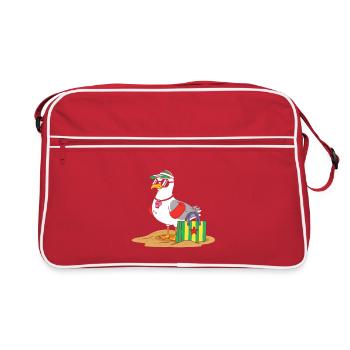 Strandvogel mit Sonnenbrille - Retro Tasche - Rot/Weiß - Vorne