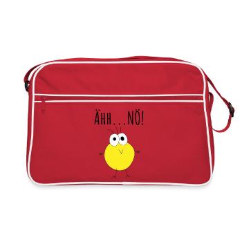 Yellow cartoon head on black - Retro Bag - red/white - Front