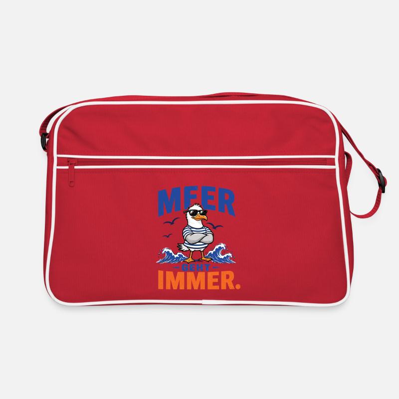 Möwe Meer Geht Immer Shirt - Retro Tasche - Rot/Weiß